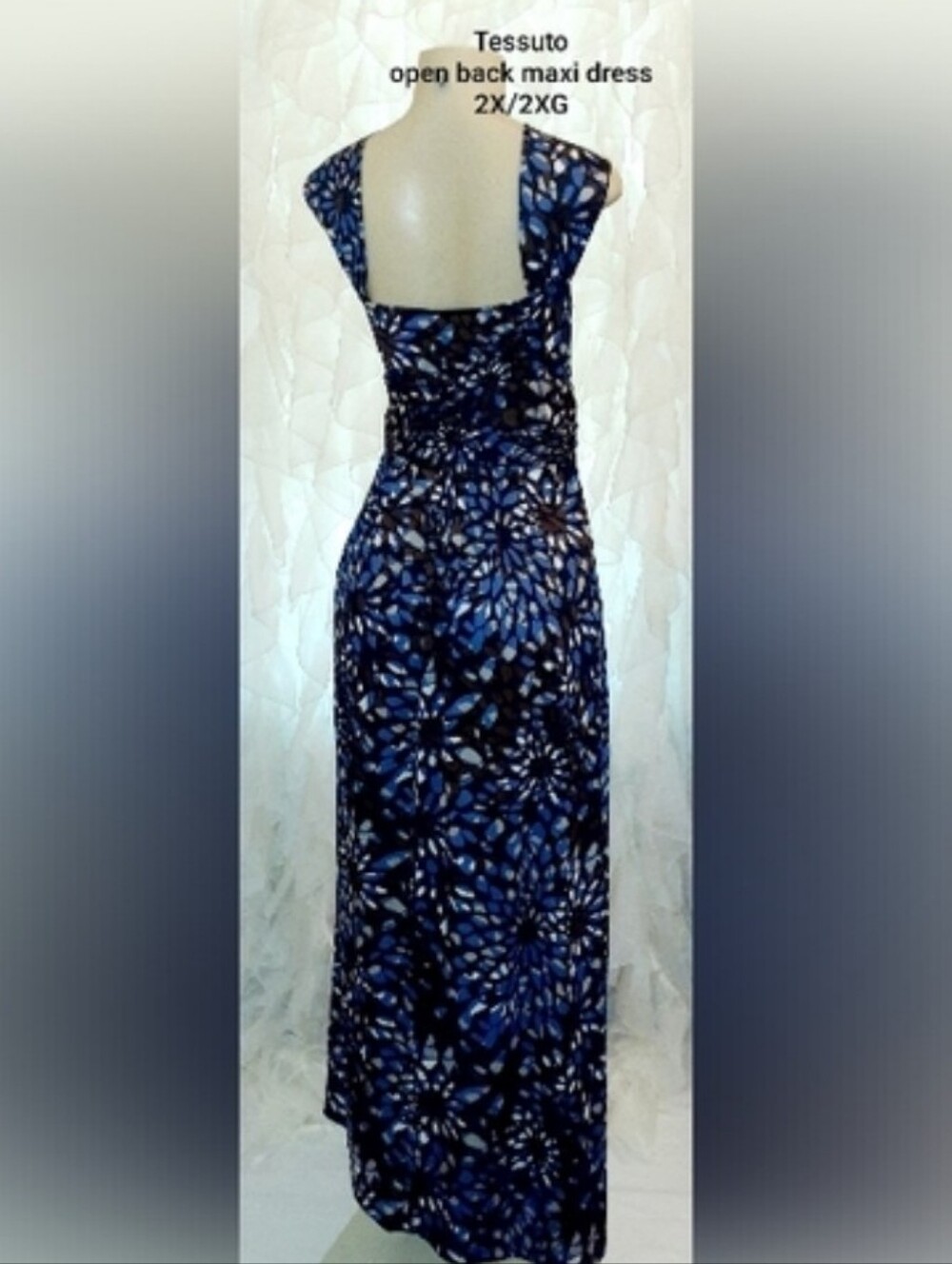 Blue Open-Back Maxi Dress